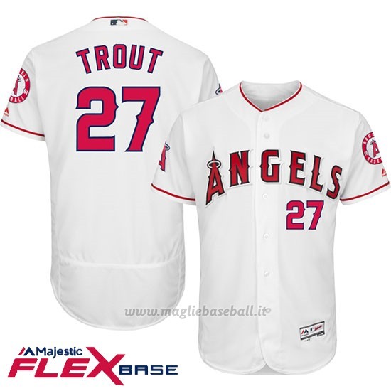 Maglia Baseball Uomo Los Angeles Angels Mike Trout Bianco Autentico Collezione Flex Base